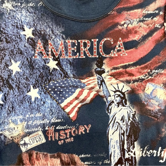 Y2K History of the Wild West America Cowgirl Expressions ¾ Sleeve Top Size Large - Picture 4 of 5